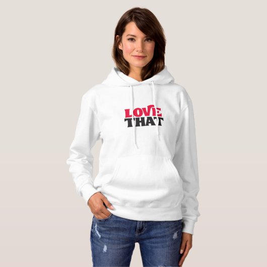 LIEBE DAS – Trendiger weißer Hoodie mit fetter Typ (Vorne ganz)