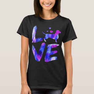 Liebe Daschund Dackel Weiner Watercolor Blue Dog M T-Shirt