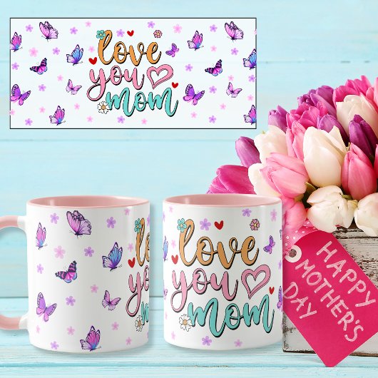 Liebe, dass du Mama bunte Schmetterlinge schreibt Tasse