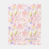 Liebe Day Wasserfarbenherzen und Süßigkeiten Muste Fleecedecke (Vorderseite)