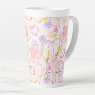 Liebe Day Wasserfarbenherzen und Süßigkeiten Muste Milchtasse