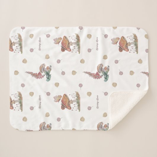 Liebe-Decke aus Mushroom Floral Spring Sherpadecke (Vorderseite (Horizontal))