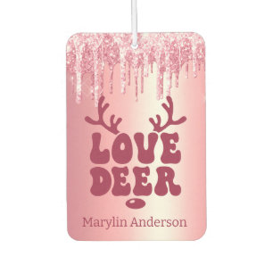 LIEBE DEER VALENTINES PINK GLITZER TROPFEN CUSTOM AUTOLUFTERFRISCHER