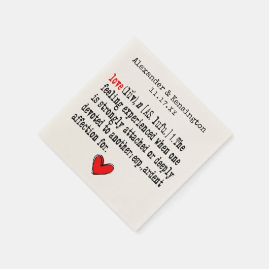 Liebe Definition Hochzeitsempfang Serviette (Ecke)