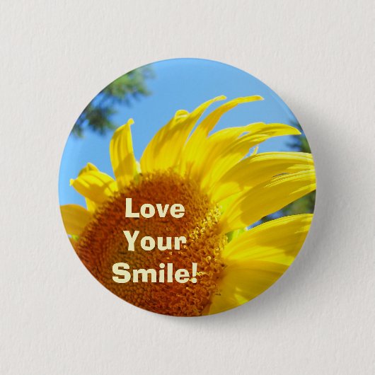 Liebe Dein Lächeln! Knöpfe Sommerblumen Button (Vorderseite)