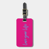 Liebe-dein-Leben-Typografie-blau Gepäckanhänger (Vorderseite vertikal)