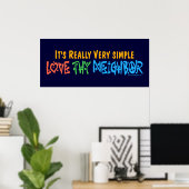 Liebe dein Nachbarn - Herz, Friedenszeichen Poster (Heimbüro)