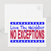 "Liebe, dein Nachbarn - KEINE AUSNAHMEN" Postkarte (Vorne/Hinten)