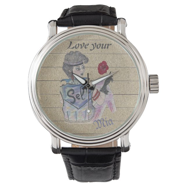 🕰️ "Liebe dein Selbst" Personalisierte Uhr - Krie (Vorderseite)