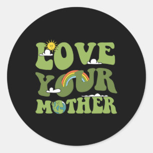 Liebe Deine Mutter Groovy Hippie Earth Day Mutter  Runder Aufkleber