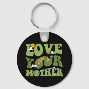 Liebe Deine Mutter Groovy Hippie Earth Day Mutter Schlüsselanhänger