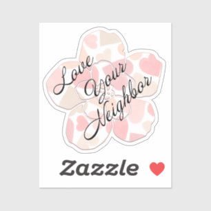 Liebe deinen Nächsten Herz-gefüllte Blume Aufkleber