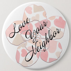 Liebe deinen Nächsten Herzensblume Button