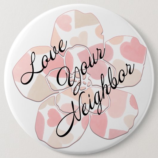 Liebe deinen Nächsten Herzensblume Button (Vorderseite)