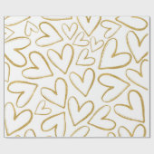 Liebe Delicate Golden Glitzer Herz Weiß Geschenkpapier (Flach)