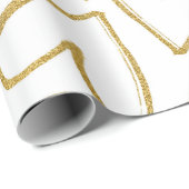 Liebe Delicate Golden Glitzer Herz Weiß Geschenkpapier (Rolleneckpunkt)