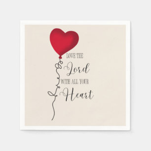 Liebe den Herrn & Herzballon Serviette