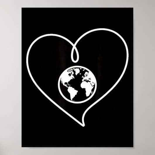 Liebe den Planeten Erde Herz Globus Minimalist Poster (Vorne)