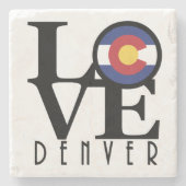 LIEBE Denver Colorado Steinuntersetzer (Vorderseite)