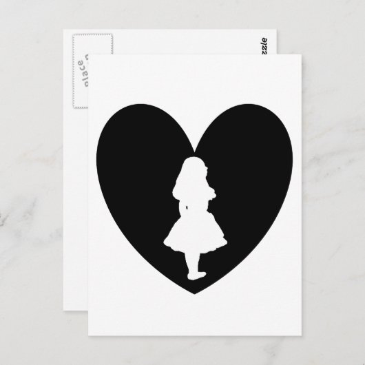 Liebe der Alice im Wunderland in Schwarz und Weiß Postkarte (Vorne/Hinten)
