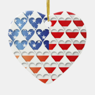 Liebe der amerikanischen Flagge Keramik Ornament