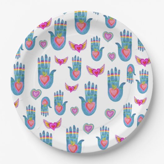 Liebe der Aquarellfarben Pappteller (Vorderseite)