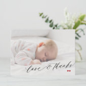 Liebe der Babydusche und Dankskript, einfaches Fot Dankeskarte (Stehend Vorderseite)