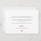 Liebe der Babydusche und Dankskript, einfaches Fot Dankeskarte (Rückseite)
