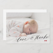 Liebe der Babydusche und Dankskript, einfaches Fot Dankeskarte (Vorne/Hinten)