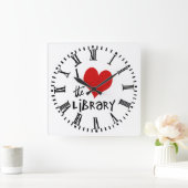 Liebe der Bibliothek Quadratische Wanduhr (Zuhause)