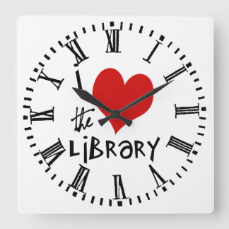 Liebe der Bibliothek Quadratische Wanduhr