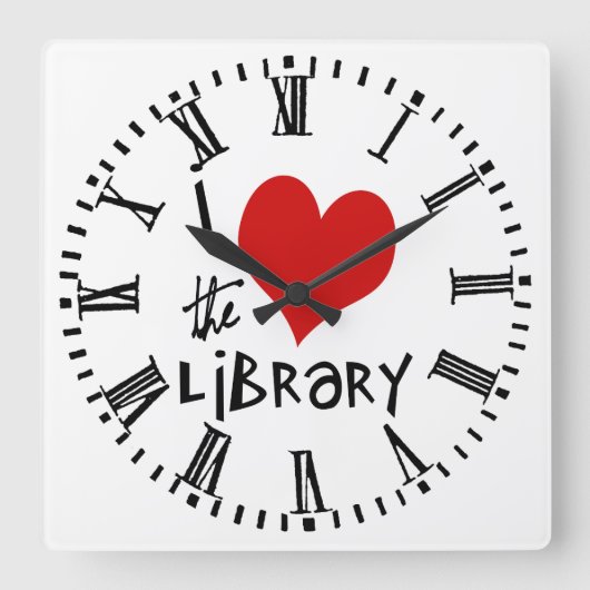 Liebe der Bibliothek Quadratische Wanduhr (Vorderseite)