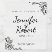 Liebe der Black Rose Letter Wedding Wine Label Weinetikett (Einzelnes Label)