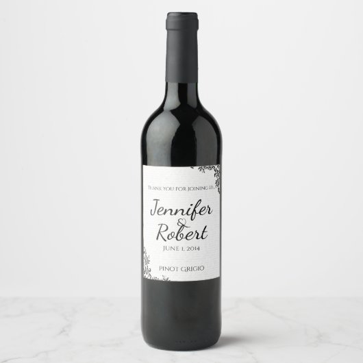 Liebe der Black Rose Letter Wedding Wine Label Weinetikett (Vorderseite)