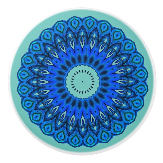 Liebe der Blues Mandala auf der Turquoise-Schublad Keramikknauf (Vorderseite)