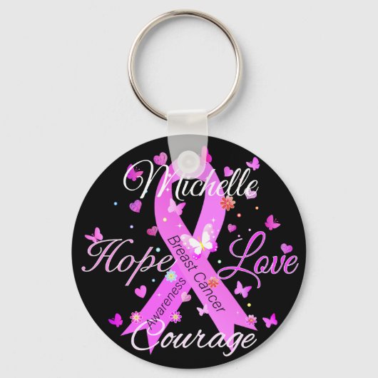 Liebe der Brustkrebs Hoffnung Schlüsselanhänger (Vorderseite)