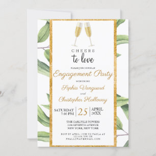 Liebe der Champagne Greenery Engagement Party Einladung