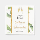 Liebe der Champagne Greenery Engagement Party Serviette (Vorderseite)