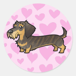 Liebe der Dackel (Drahthaarterrier) Runder Aufkleber