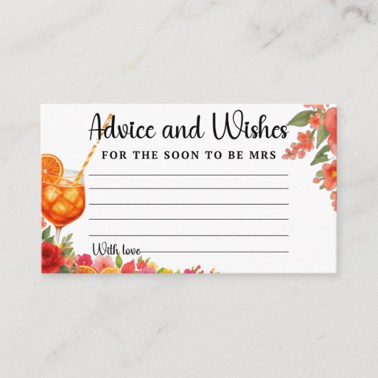 Liebe der First Spritz Advice Card | Brautparty Begleitkarte (Vorderseite)