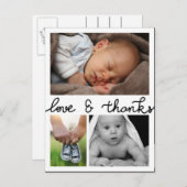 Liebe der Geburtserklärung und Dank an drei Fotos Ankündigungspostkarte (Vorne/Hinten)