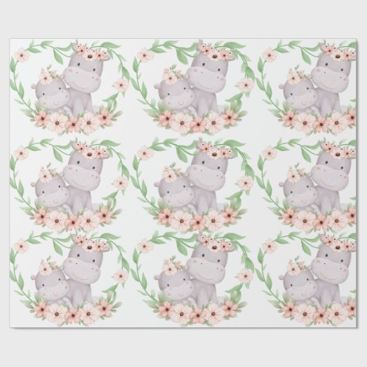 Liebe der Hippo-Mütter Geschenkpapier (Flach)