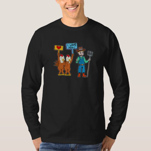 Liebe der Hühner Der Bauer Hühner Bauer T-Shirt (Vorderseite)