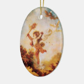 LIEBE DER JESTER CUPID MONOGRAMM Orange Agatha Keramikornament (Links)