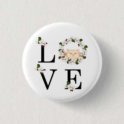 Liebe der Katze. Apfelblüte Button (Vorderseite)