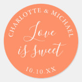 Liebe der Korallen ist süße Gastgeschenk Hochzeit Runder Aufkleber (Vorderseite)