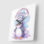 Liebe der Mama ist Magie | Niedlich Fairy Penguin  Quadratische Wanduhr (Winkel)