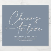 Liebe der modernen Blue-Minimal-Script-Hochzeit Alkoholflaschenetikett (Einzelnes Label)