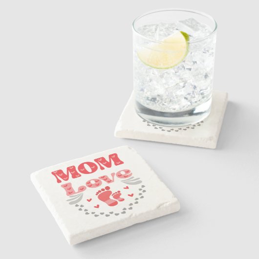 Liebe der niedlichen Mama Steinuntersetzer (Seitenansicht)