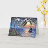 Liebe der Palme-Sonnenuntergang-Malerei-I Sie Karte (Gelbe Blume)